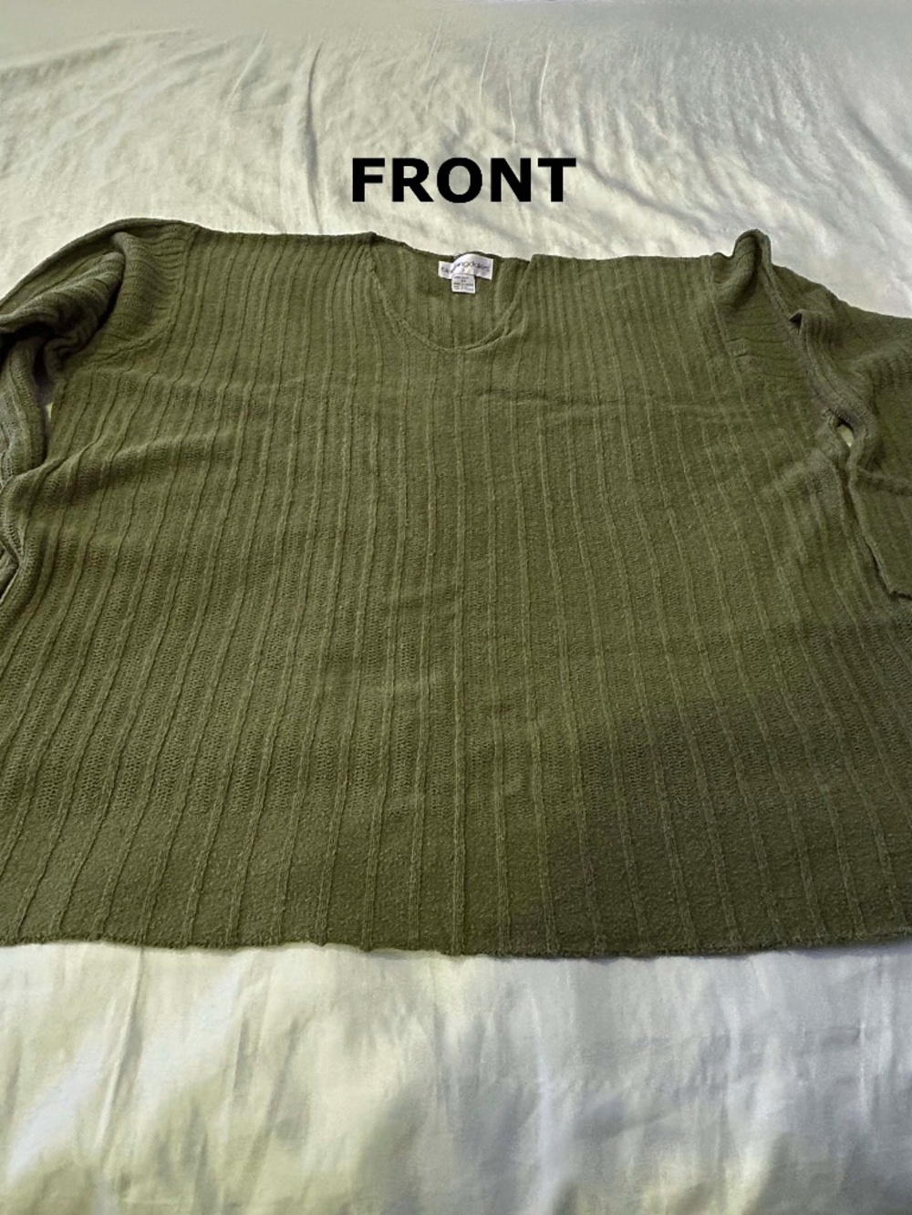 SWEATER, PULL OVER, SILK 100%, KHAKI GREEN, SIZE 3X, V-NECK, LONG SLEEVES, BLOOM